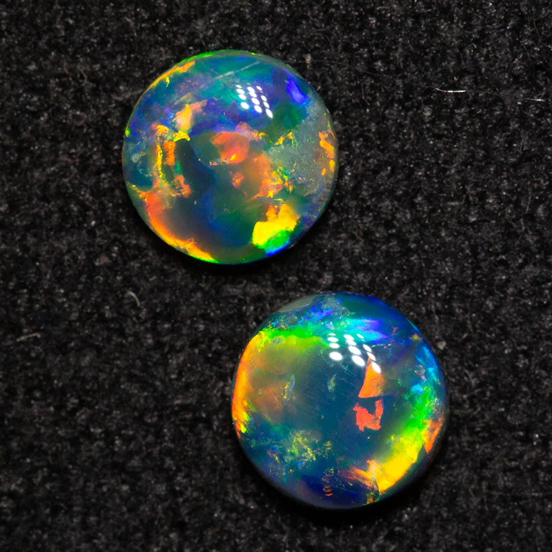 0.42 ct black opal pair 4.3x4.3x1.9mm - Image 3