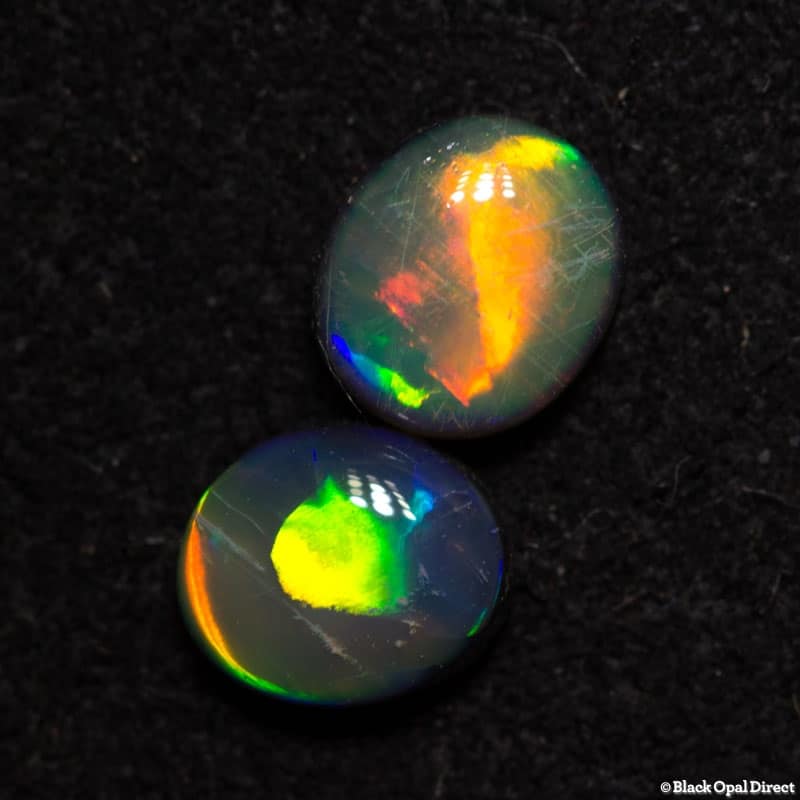0.84 ct semi black opal pair 5x45mm - Image 3