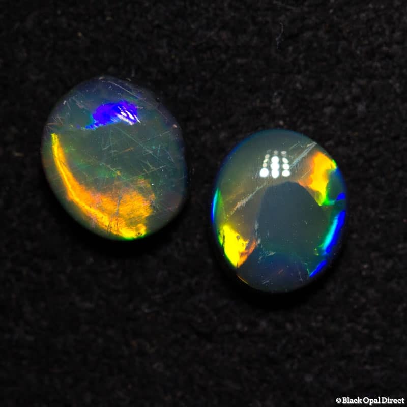 0.84 ct semi black opal pair 5x45mm - Image 4