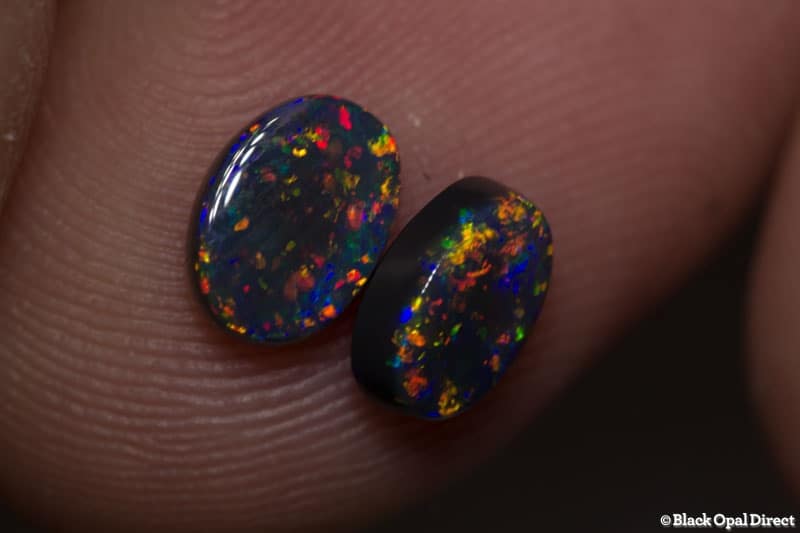 1.53 ct gem black opal pair 7x5mm - Image 2