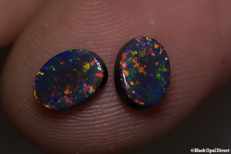 1.53 ct gem black opal pair 7x5mm - Image 3