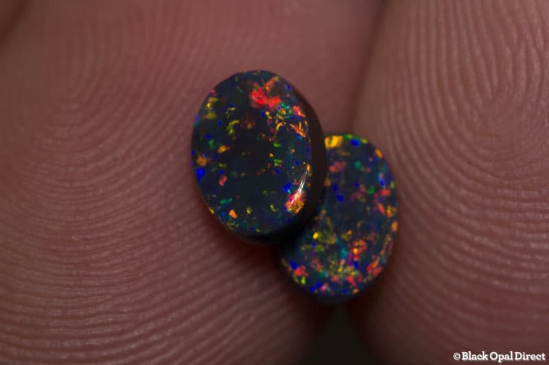 1.53 ct gem black opal pair 7x5mm - Image 4