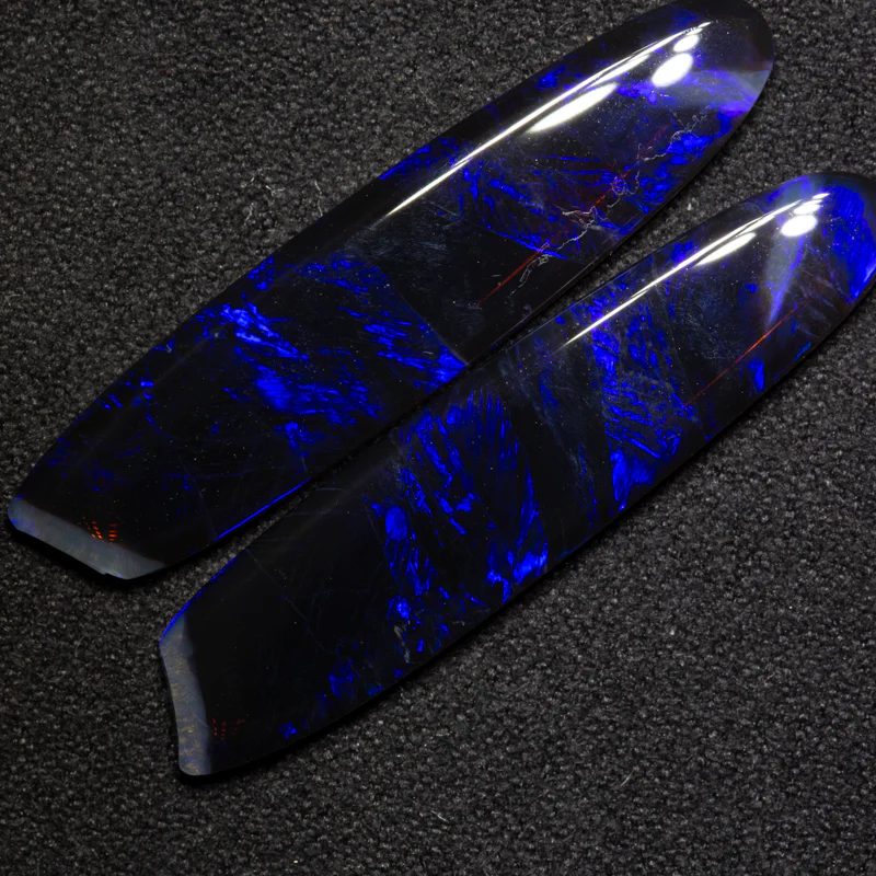12.88 ct black crystal opal pair 34x7.8x3mm - Image 2