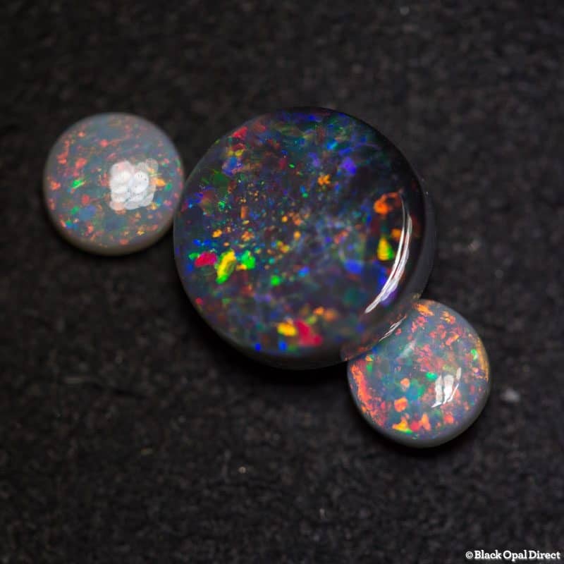 2.52 ct black opal round 10mm + 1.03ct 5mm round opal pair - Image 4