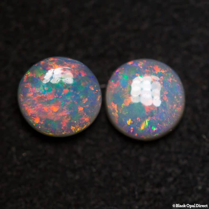 2.52 ct black opal round 10mm + 1.03ct 5mm round opal pair - Image 5