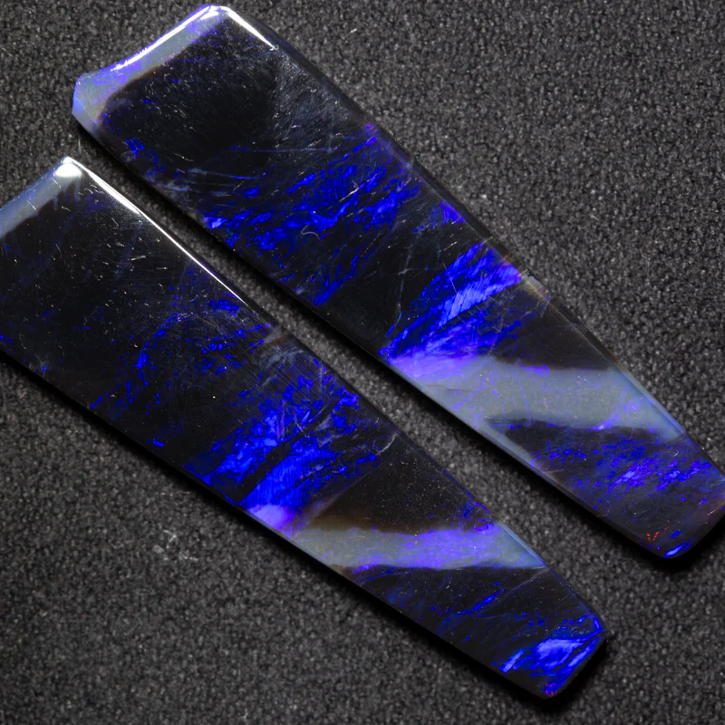 21.29 ct black crystal opal pair 37x9.6x4mm - Image 2