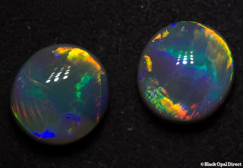 4.44 ct semi black gem opal pair 9x8.5mm including appraisal - Image 3