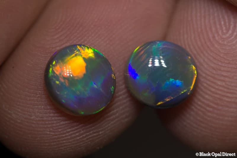 4.44 ct semi black gem opal pair 9x8.5mm including appraisal - Image 4