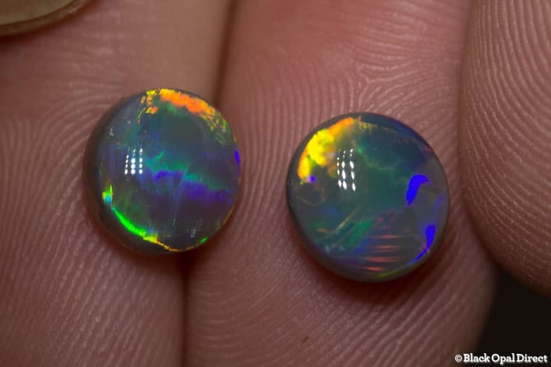 4.44 ct semi black gem opal pair 9x8.5mm including appraisal - Image 5