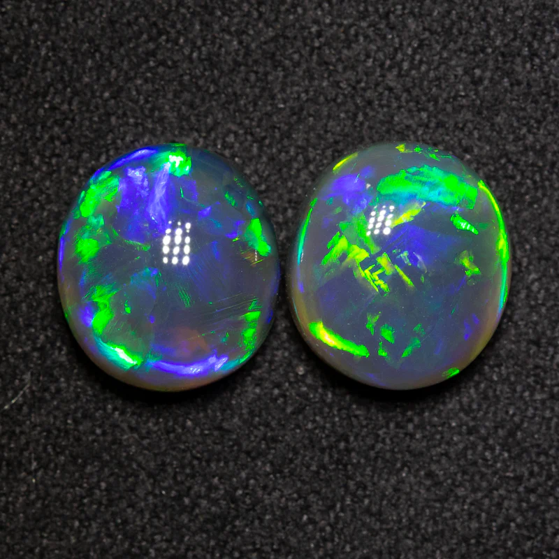 5.14 ct gem black opal pair 9.4x8.5x5.1mm - Image 3