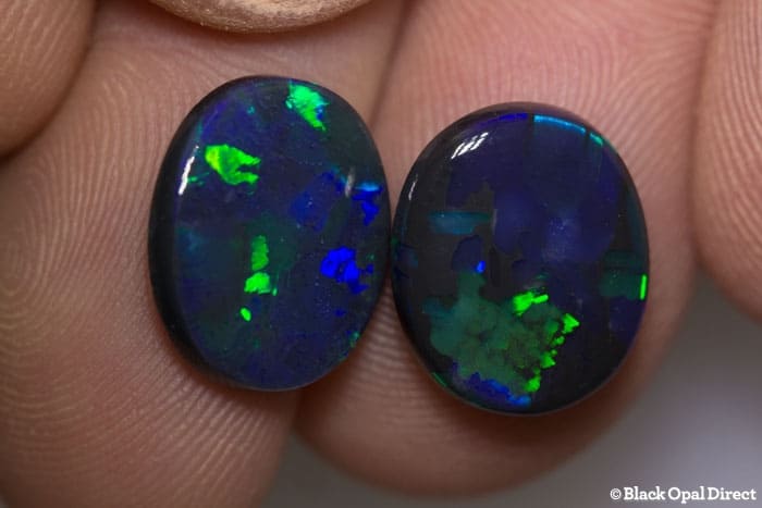 7.50 ct gem black opal pair 14x12mm - Image 2