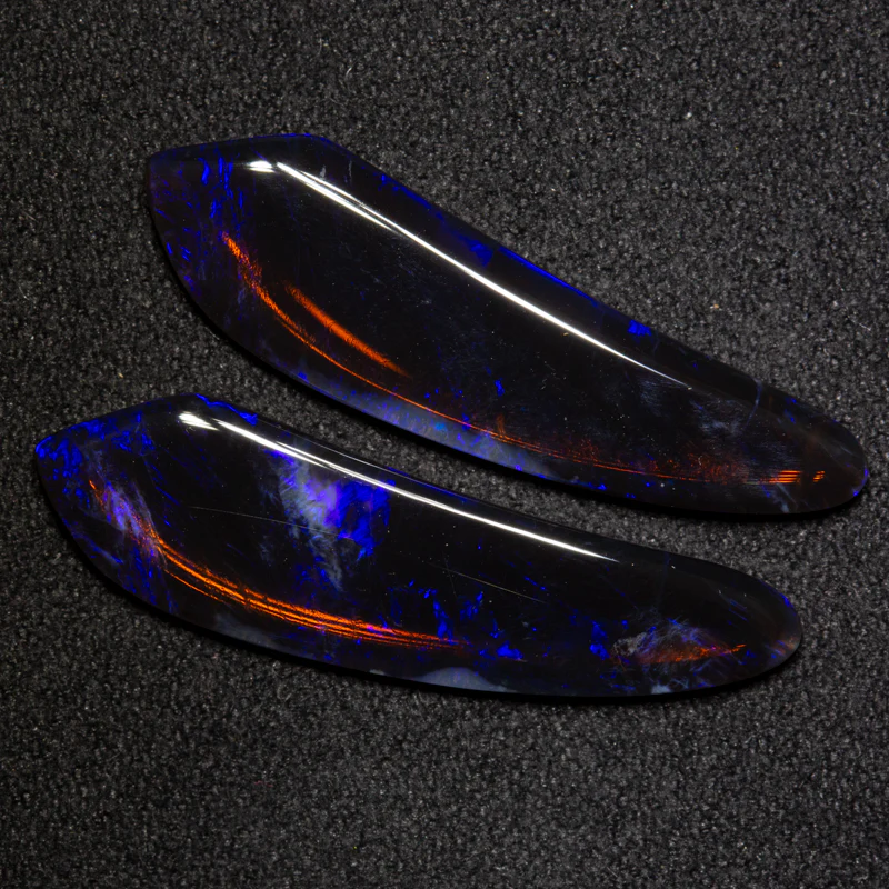 8.04 ct black crystal opal pair 29x8.1x2.4mm - Image 2