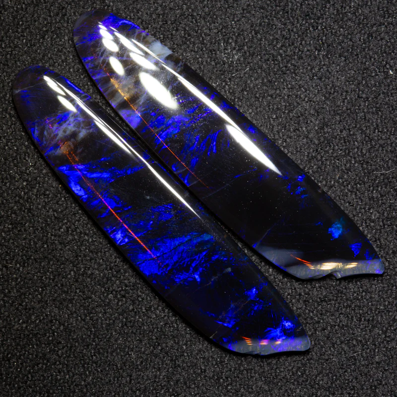 9.07 ct black crystal opal pair 34x7.6x2.2mm - Image 2
