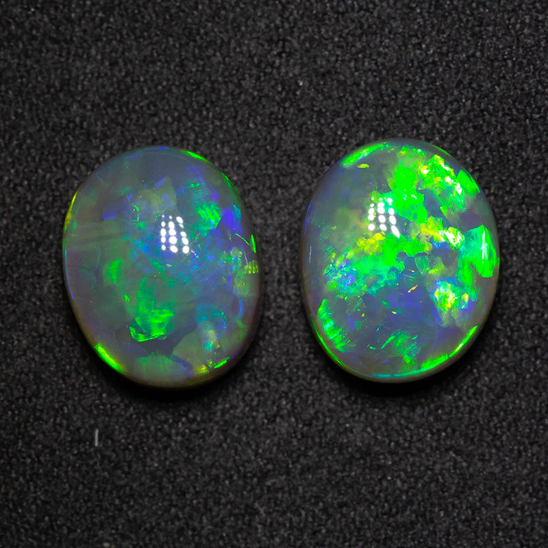 9.67ct gem black opal pair 12x9.8x6.7mm - Image 2