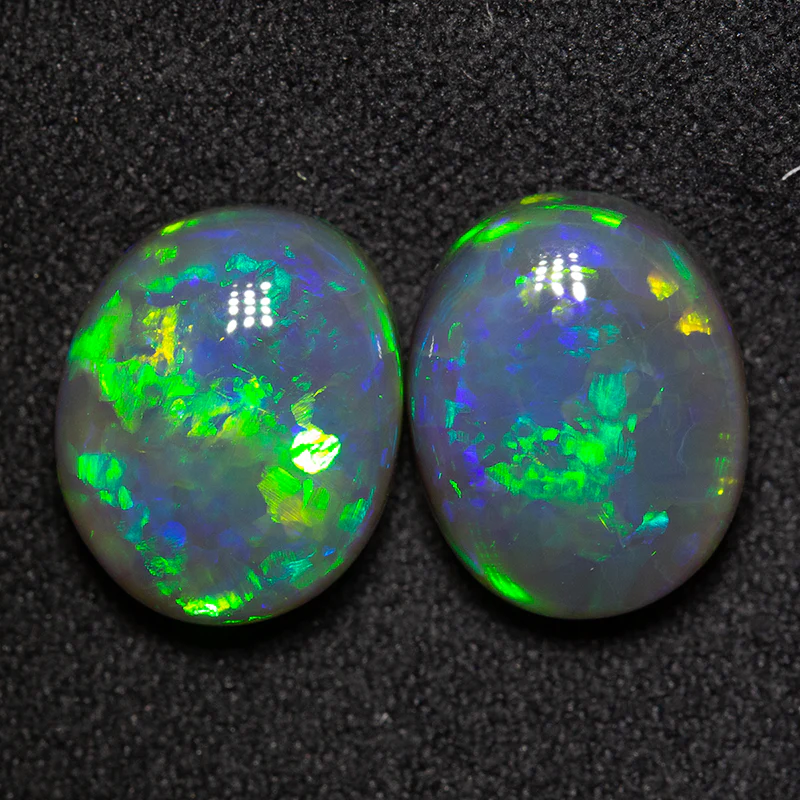 9.67ct gem black opal pair 12x9.8x6.7mm - Image 3