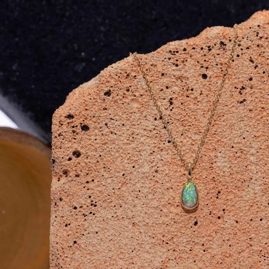 Allegra Yellow Gold Crystal Opal Necklace 0.63Ct - Image 3