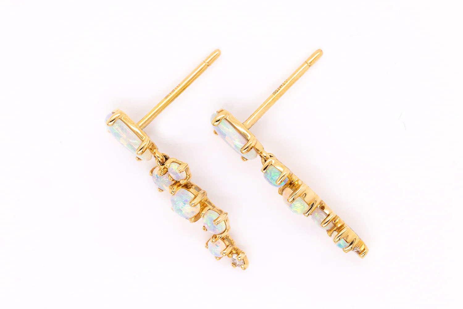 Celine Earrings 18kt Gold with 1.00ct Crystal Opals and Diamonds - Image 3