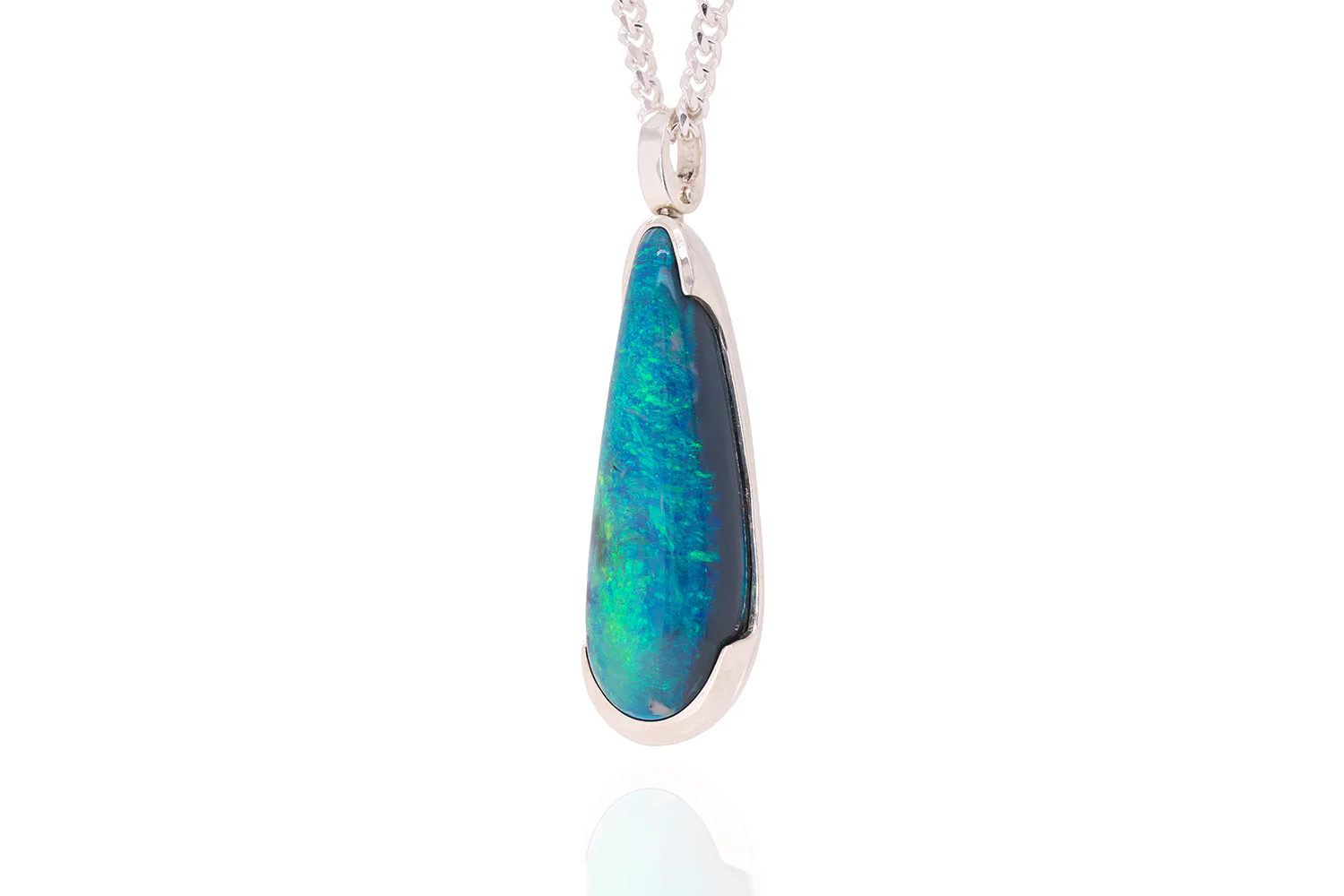 Custom — Sterling Silver 24 ct Dark Opal Pendant - Image 2
