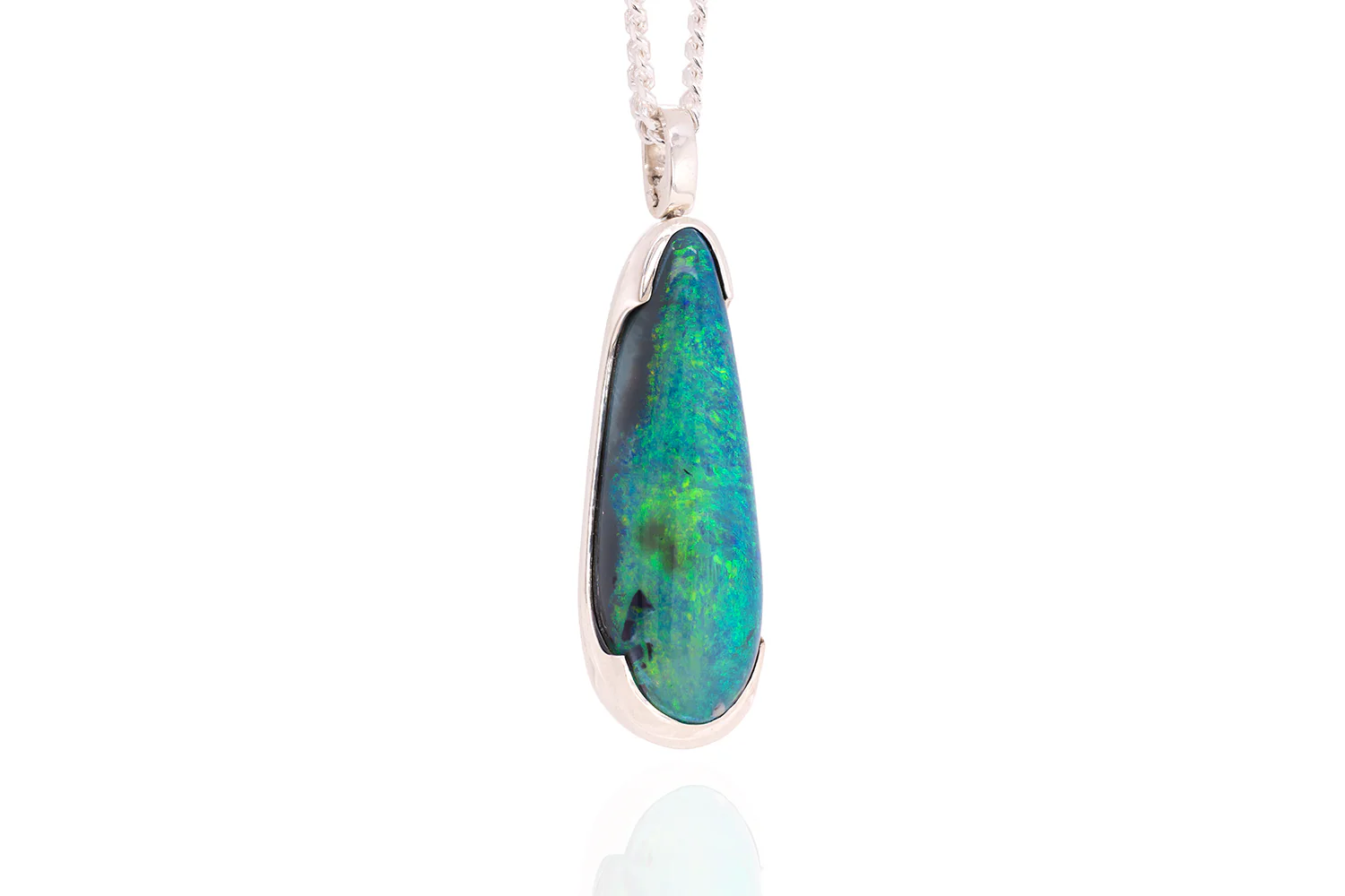 Custom — Sterling Silver 24 ct Dark Opal Pendant - Image 3
