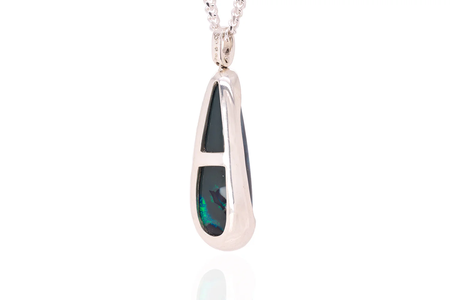 Custom — Sterling Silver 24 ct Dark Opal Pendant - Image 4