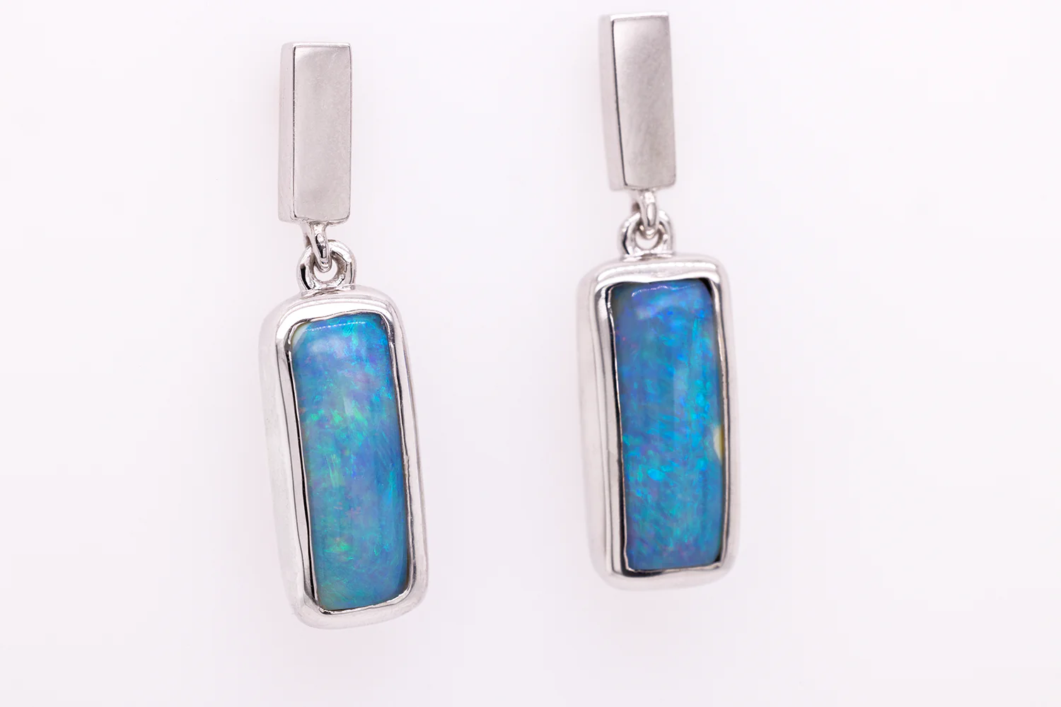 Drop Stud Earrings Sterling Silver with 2.96ct Boulder Opals - Image 2