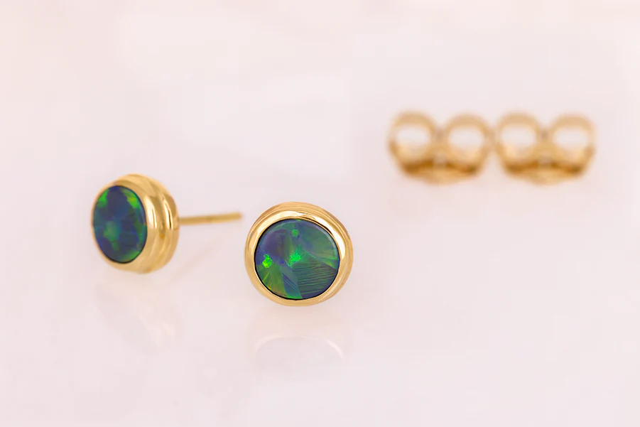 Gabriel Earrings 18kt Gold 2.16ct Black Opals - Image 2