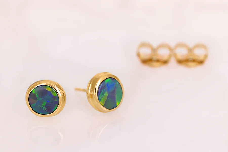 Gabriel Earrings 18kt Gold 2.16ct Black Opals - Image 3