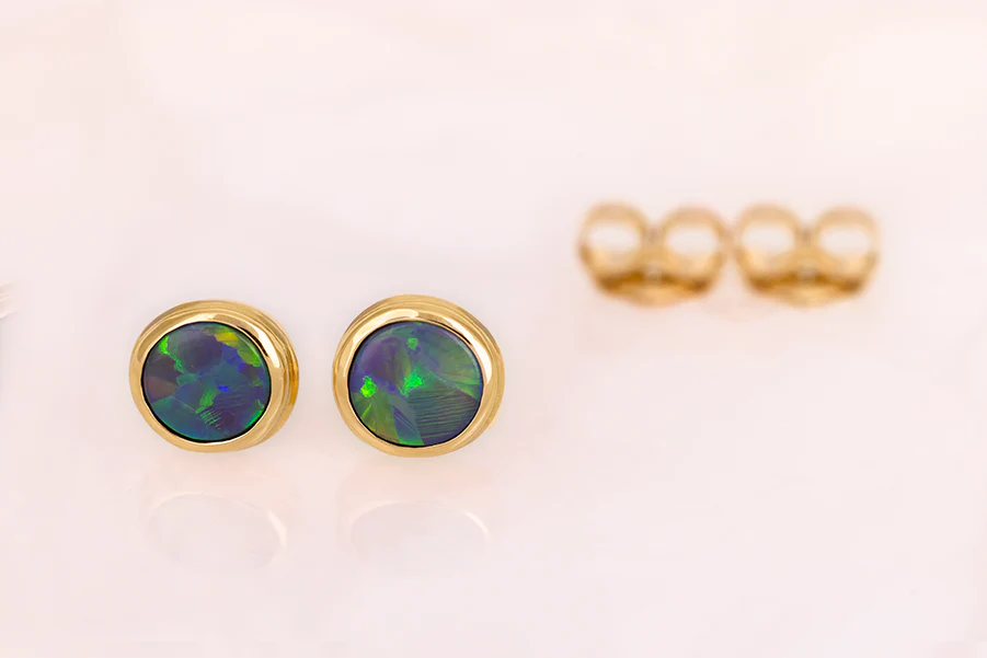 Gabriel Earrings 18kt Gold 2.16ct Black Opals - Image 4