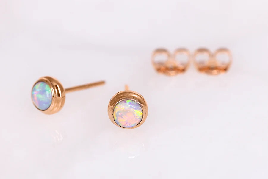 Gabriel Earrings 18kt Rose Gold 0.34ct Crystal Opals - Image 2