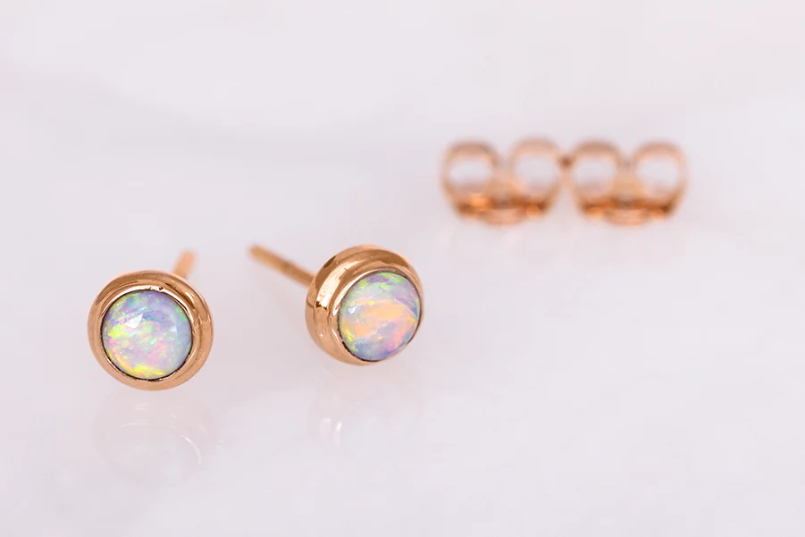 Gabriel Earrings 18kt Rose Gold 0.34ct Crystal Opals - Image 3