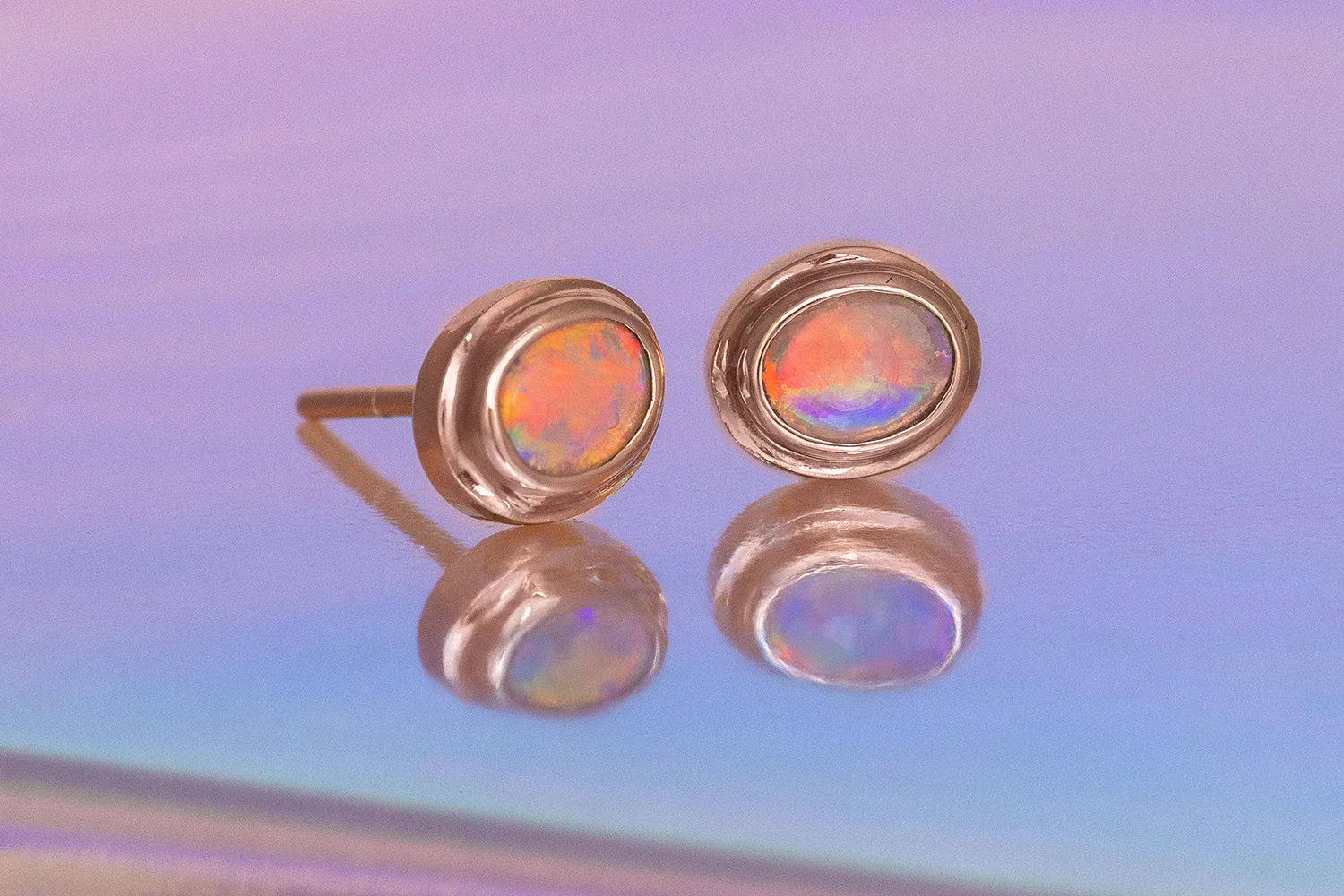 Gabriel Earrings 18kt Rose Gold with 0.42ct Crystal Opals - Image 2