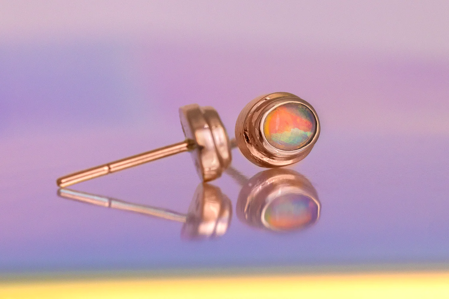 Gabriel Earrings 18kt Rose Gold with 0.42ct Crystal Opals - Image 3