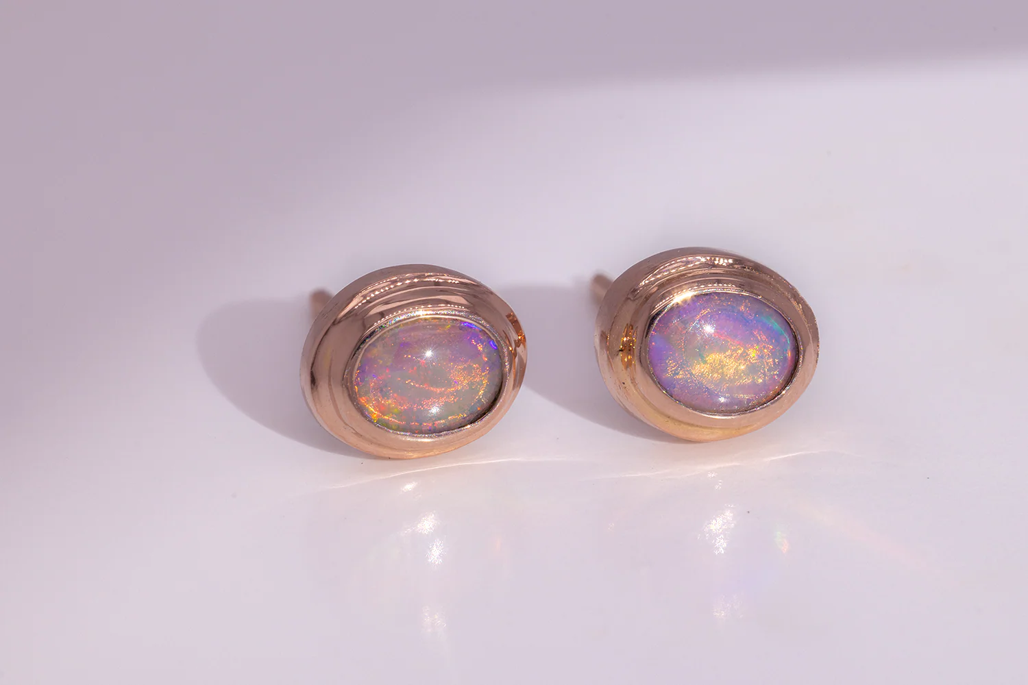 Gabriel Earrings 18kt Rose Gold with 0.42ct Crystal Opals - Image 4