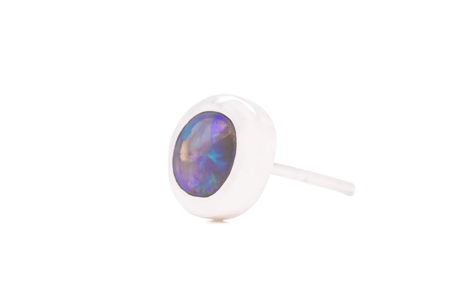 Gabriel Single Stud Earring Sterling Silver with 0.30ct Black Crystal Opal - Image 2