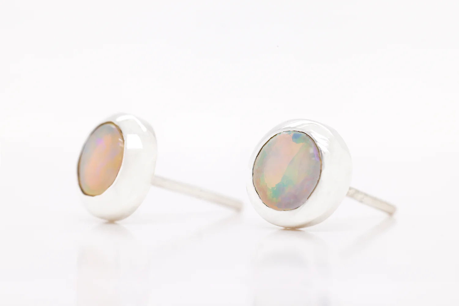Gabriel Stud Earrings Sterling Silver with 0.69ct White Opals - Image 2