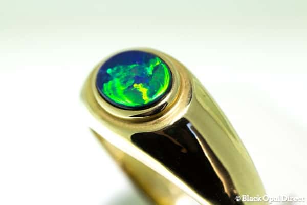 14kt Gold Ningaloo Ring with Black Opal Doublet - Image 2