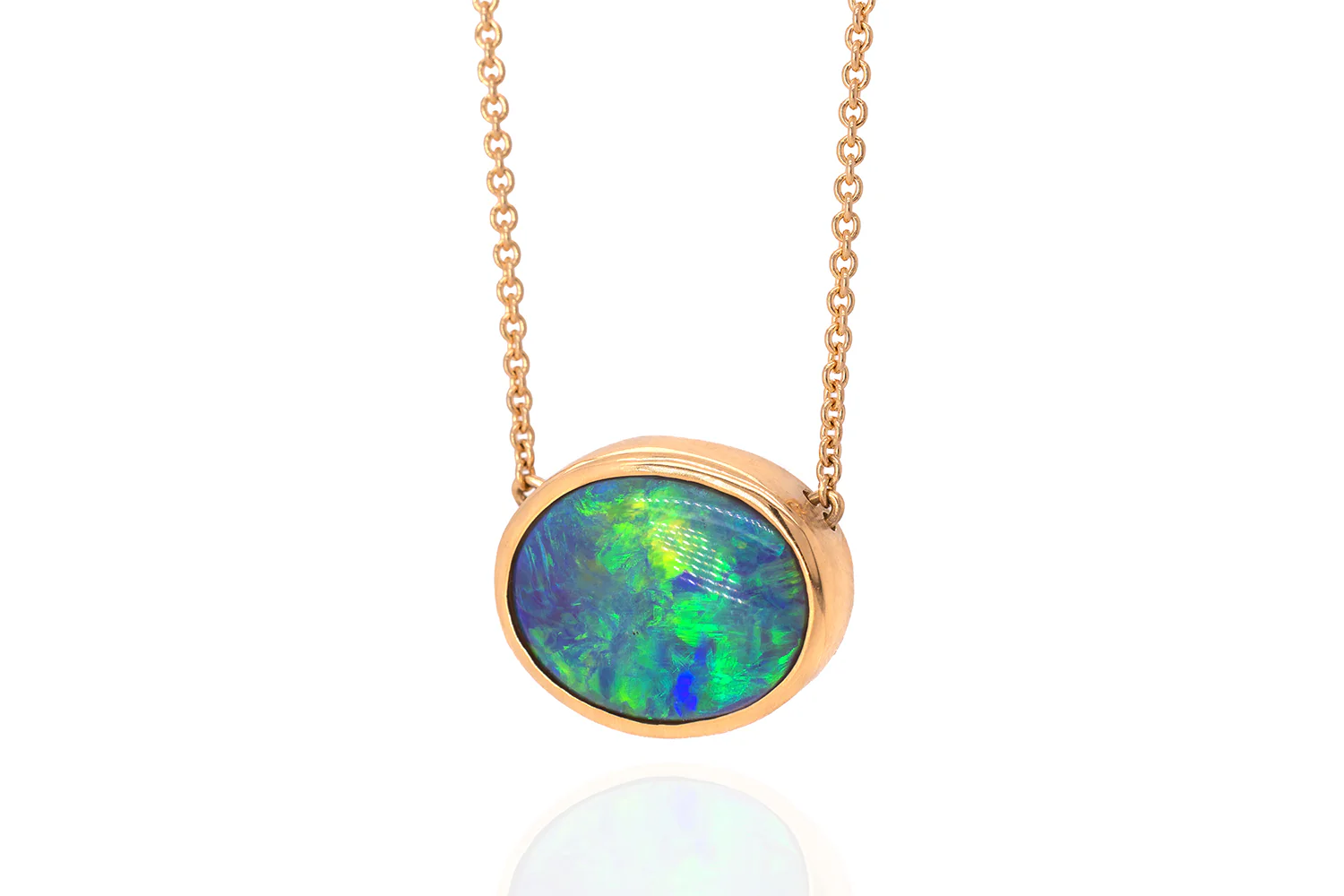 Johanna — 18kt Yellow Gold 3.45 ct Crystal Opal Necklace - Image 3
