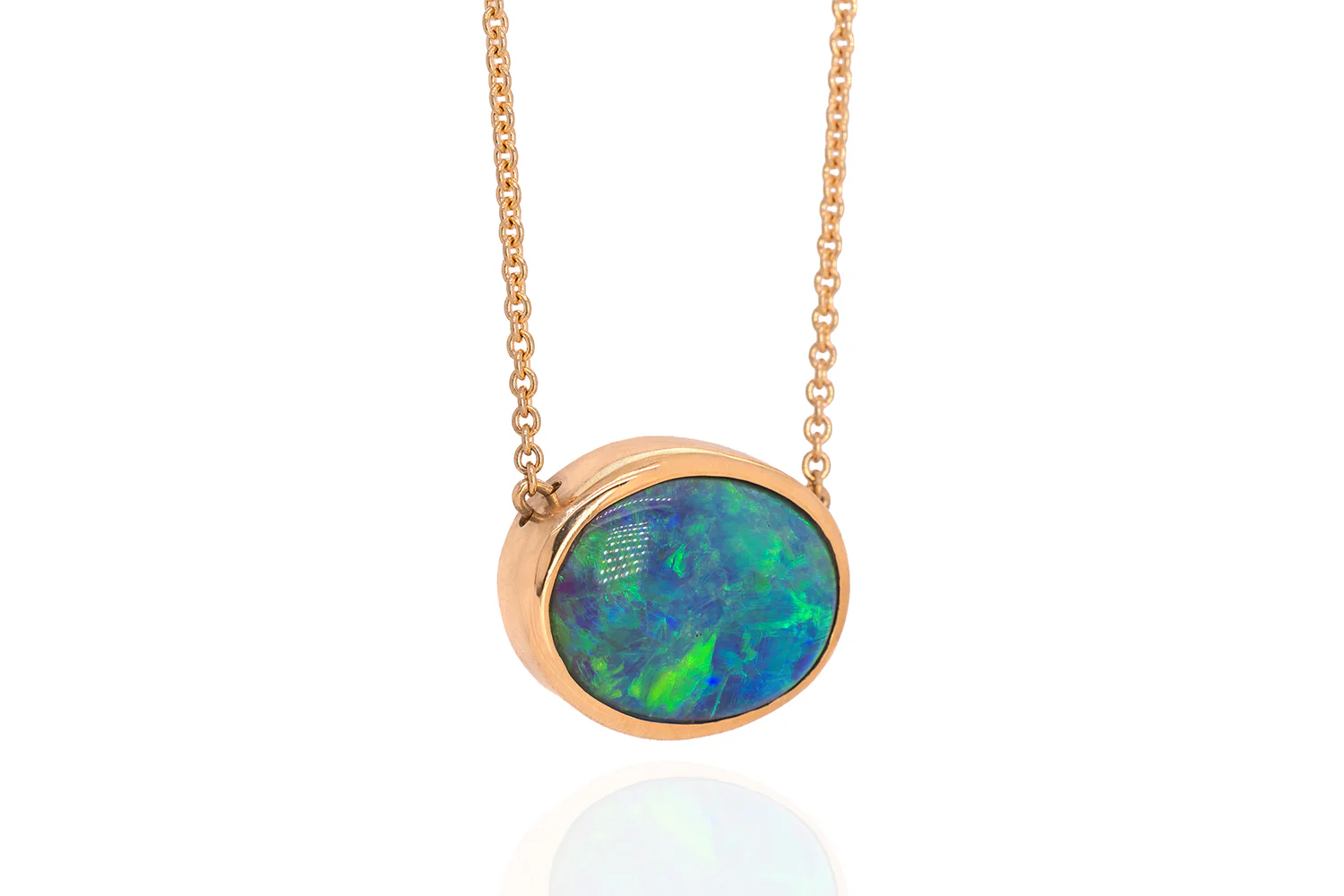 Johanna — 18kt Yellow Gold 3.45 ct Crystal Opal Necklace - Image 5