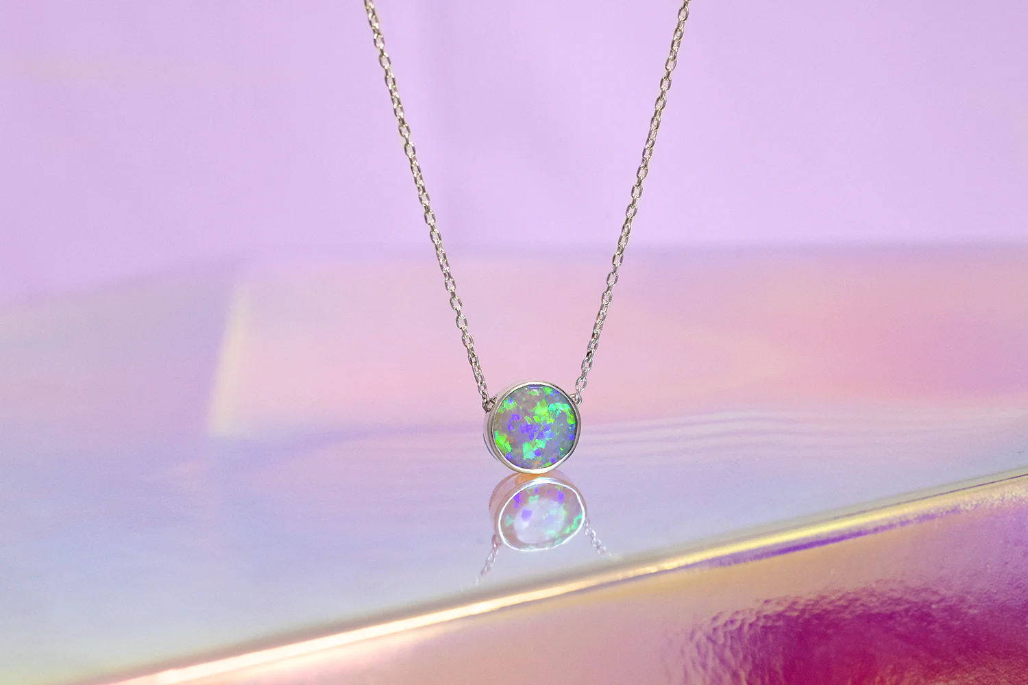 Johanna Necklace Sterling Silver with 1.58ct Crystal Opal - Image 2