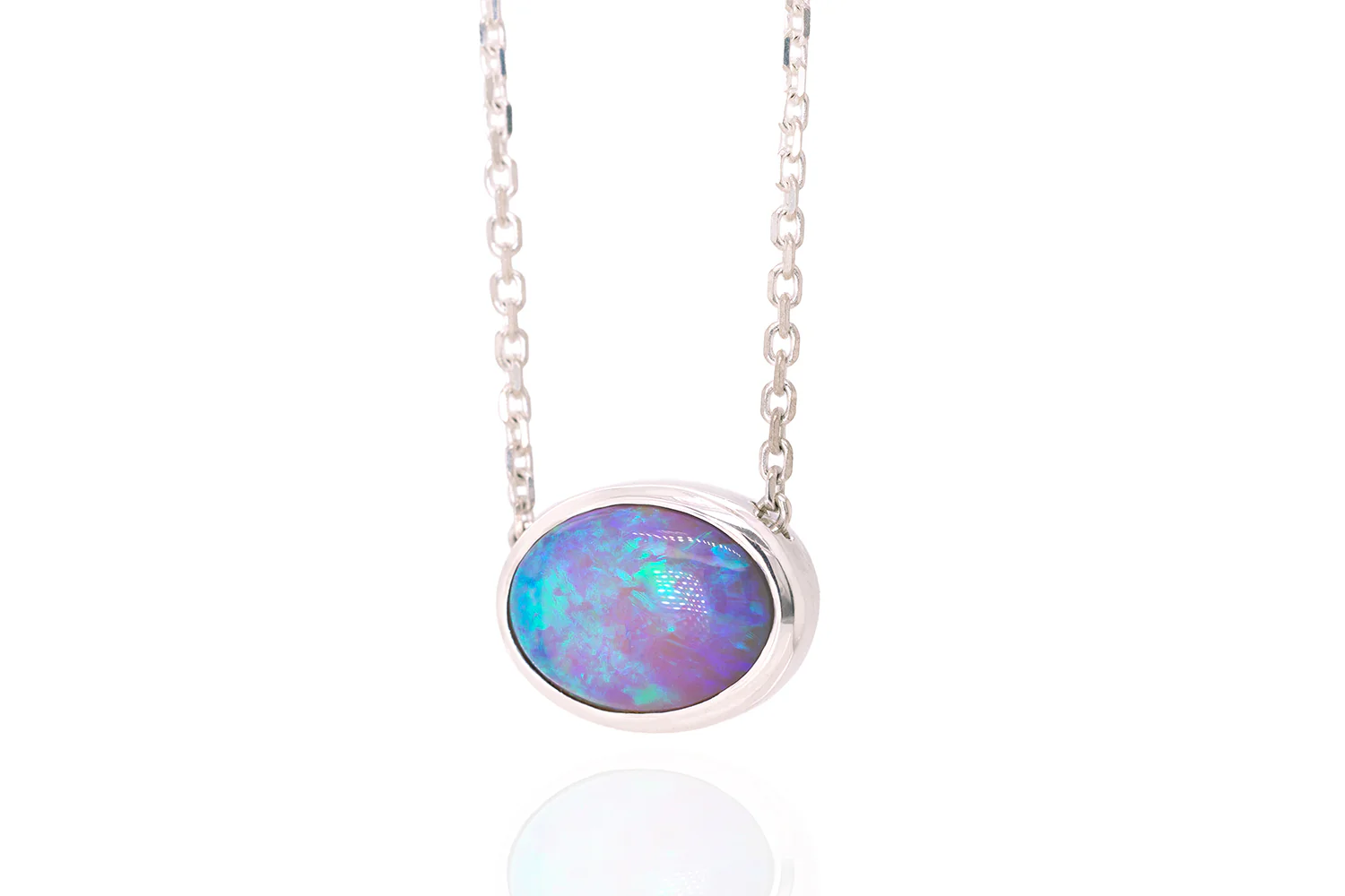 Johanna — Sterling Silver 2.58 ct Crystal Opal Necklace - Image 2