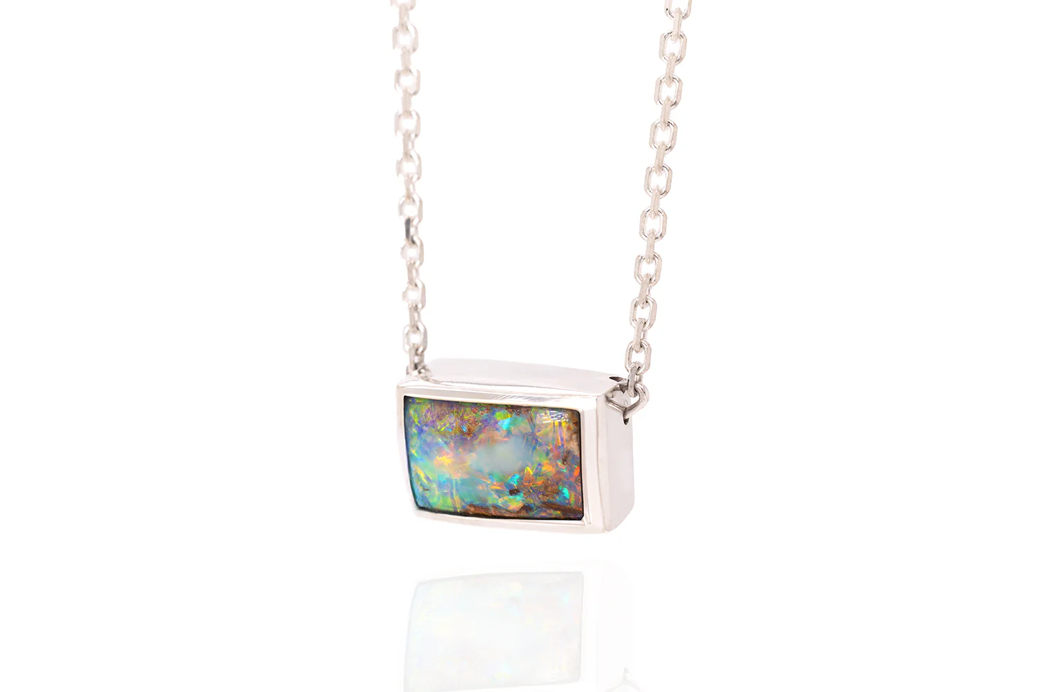 Johanna — Sterling Silver 2.60 ct Boulder Opal Necklace - Image 2
