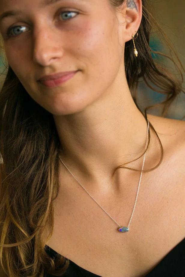 Johanna Sterling Silver Necklace with 2.31 Dark Opal - Image 2