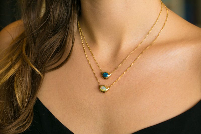 Pod 14kt Gold Slider with Crystal Opal - Image 3