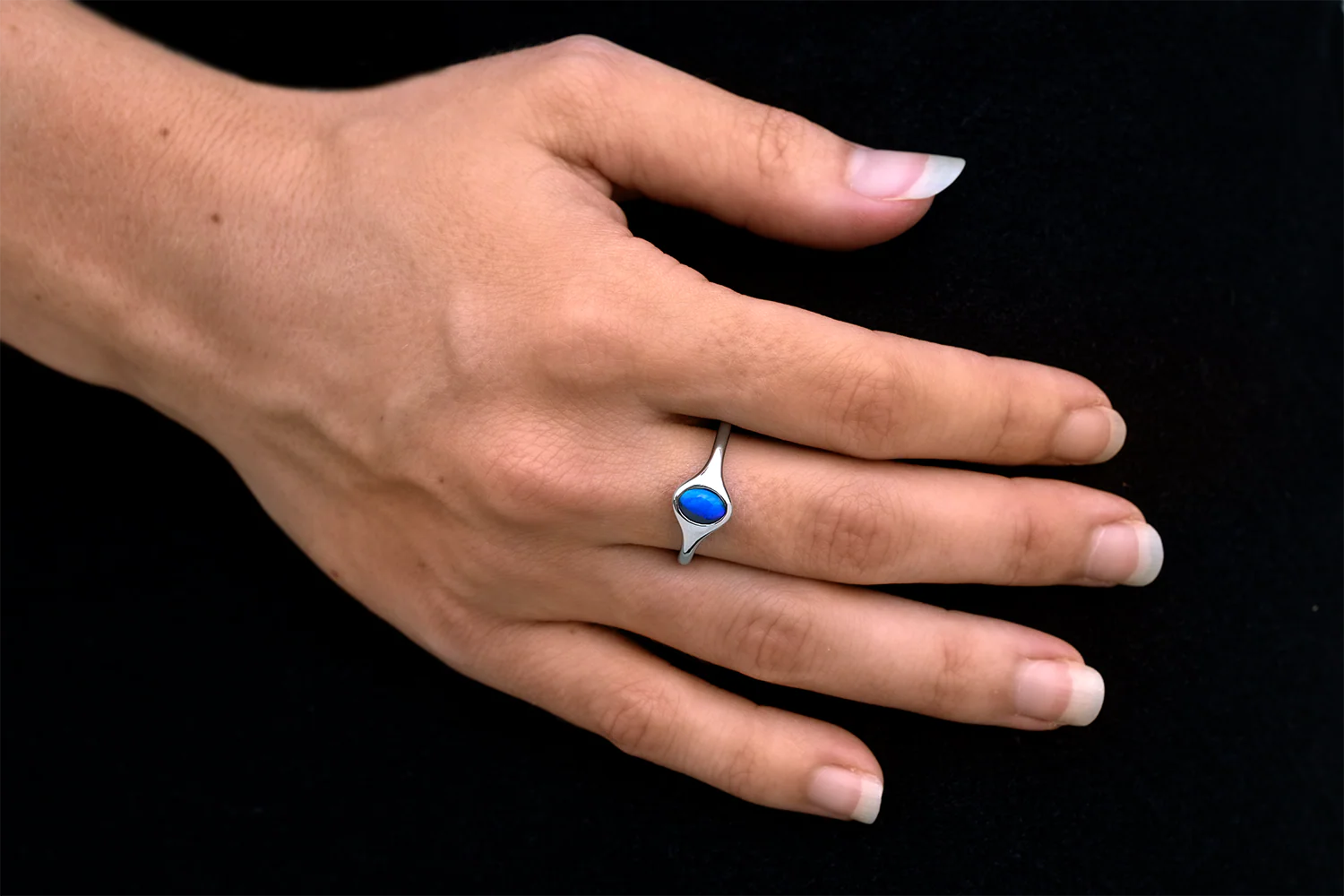 Ring Sterling Silver with 0.62ct Black Opal - Image 5