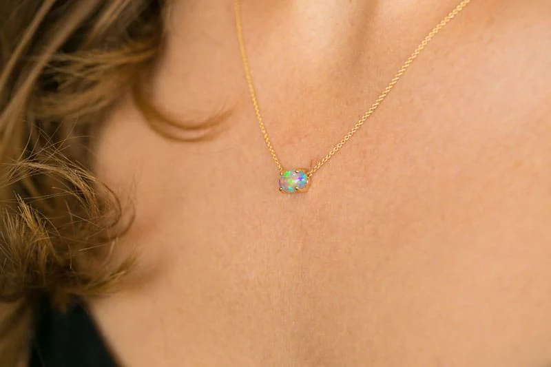 Ruthie 18kt Gold Necklace with 1.23ct Dark Opal - Image 2
