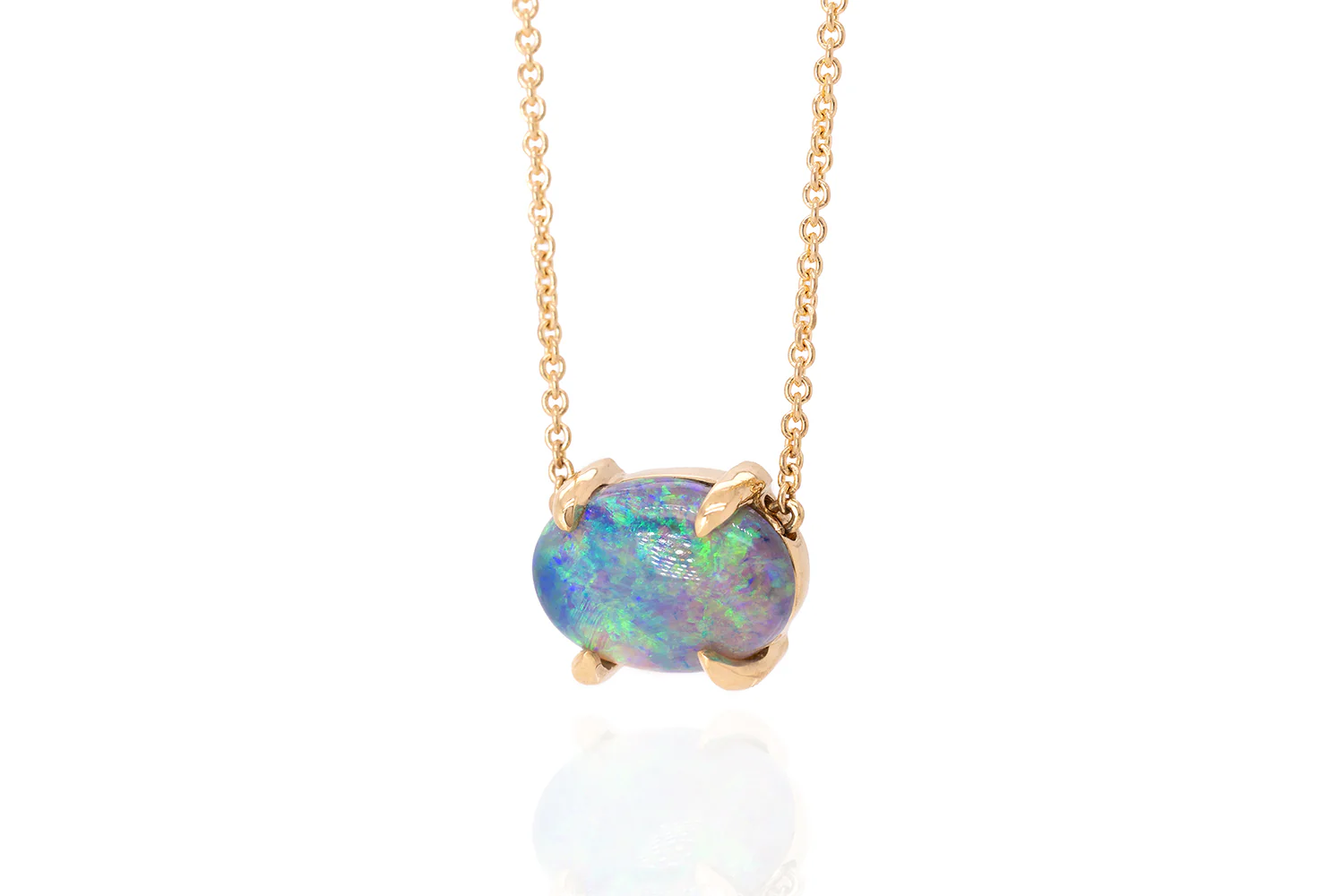 Ruthie — 18kt Yellow Gold 2.05 ct Crystal Opal Necklace - Image 2