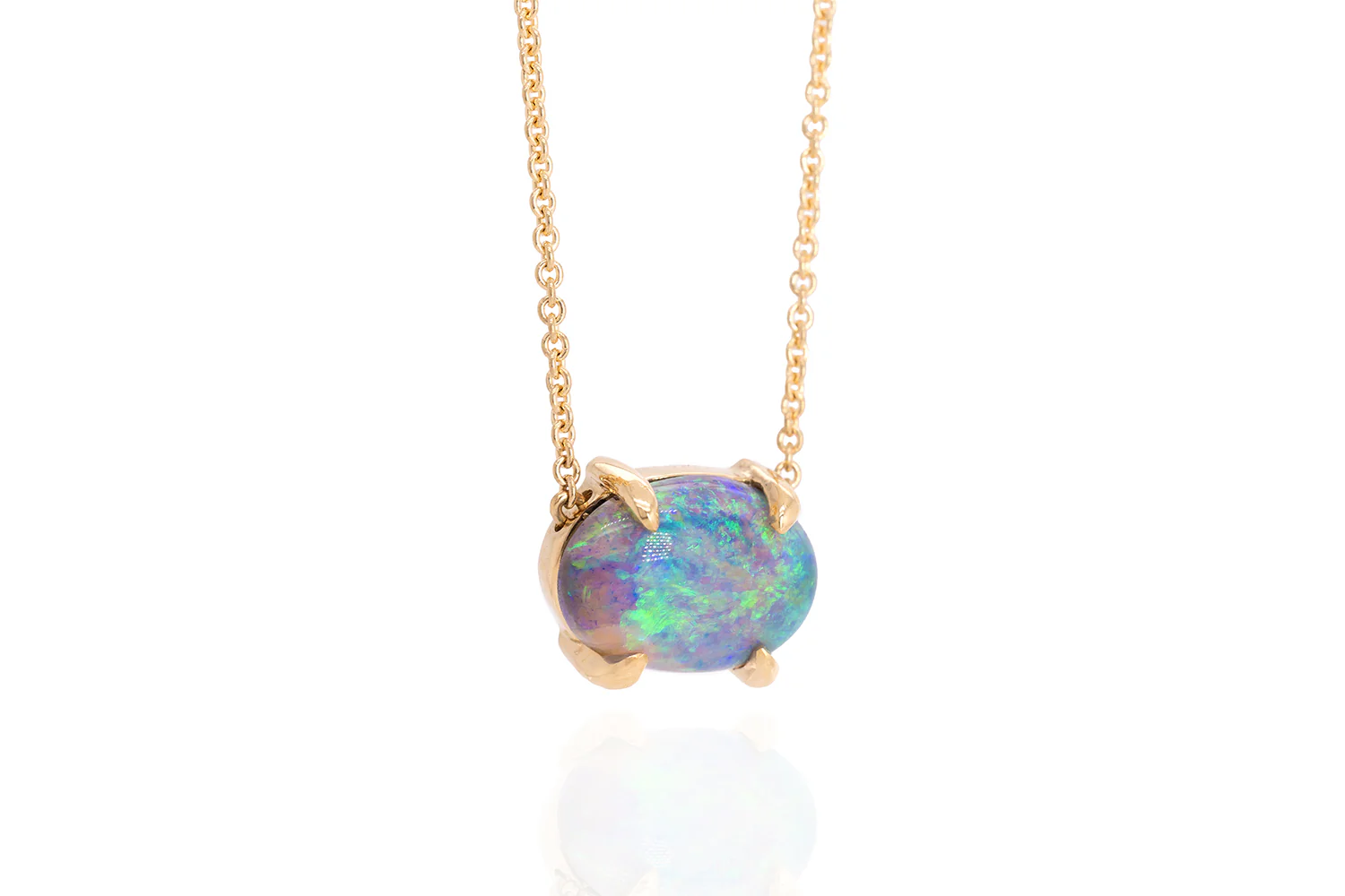 Ruthie — 18kt Yellow Gold 2.05 ct Crystal Opal Necklace - Image 3