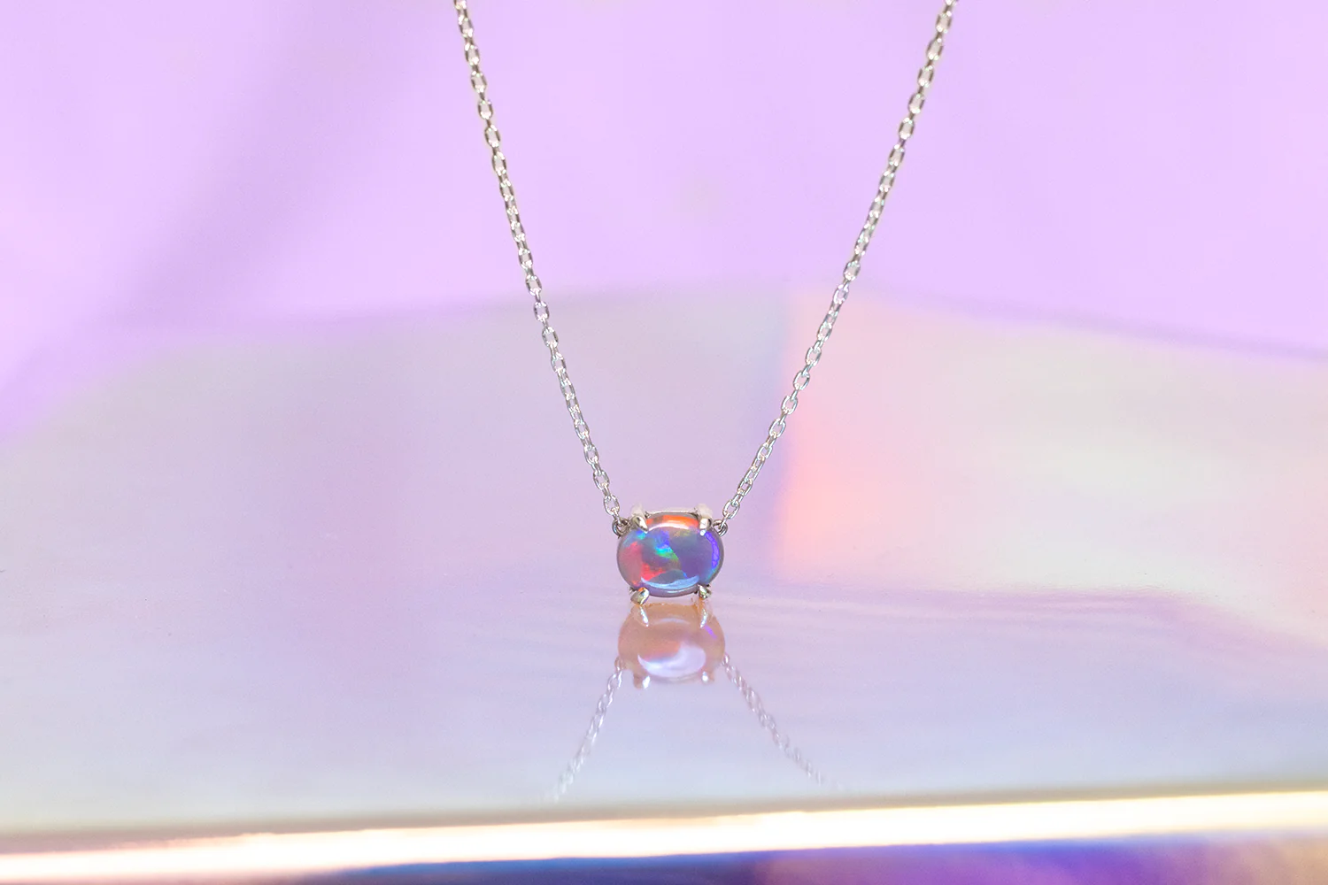 Ruthie Necklace Sterling Silver with 1.35ct Dark Opal - Image 2