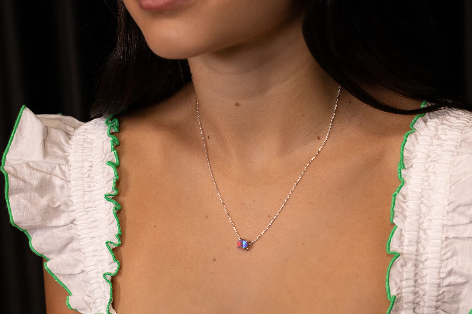 Ruthie Necklace Sterling Silver with 1.35ct Dark Opal - Image 5