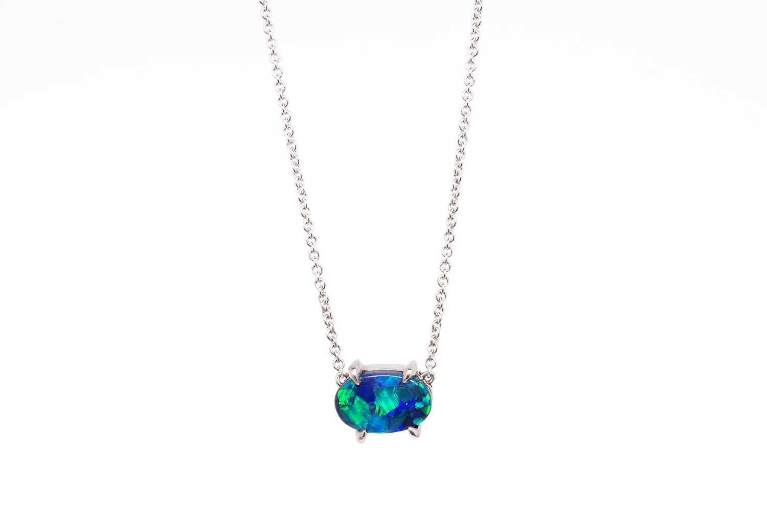 Ruthie Necklace White Gold with 0.82ct Black Opal - Image 4